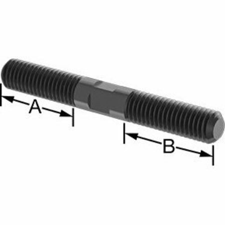 BSC PREFERRED Black-Oxide Steel Threaded on Both Ends Stud 1/2-13 Thread Size 4 Long 1-1/2 Long Threads 90281A728